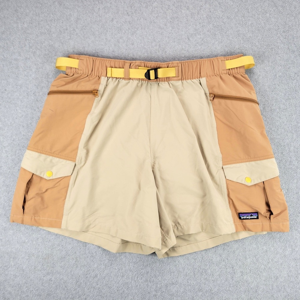 Patagonia Outdoor Everyday Shorts Womens L Tan Brown Colorblock Utility Hiking